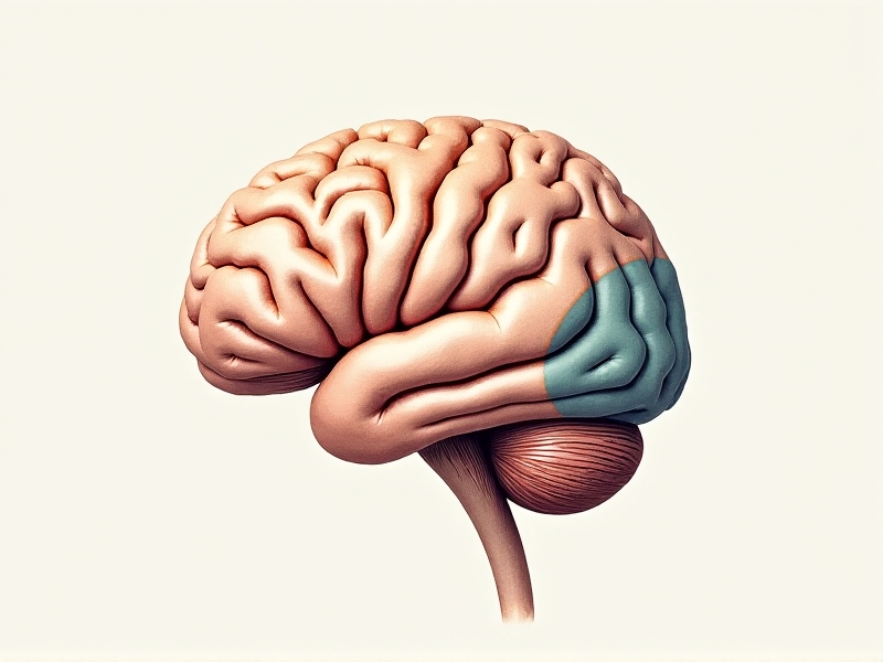 A detailed illustration of the human brain with highlighted areas showing sensory processing regions. The image uses soft, muted colors to represent a calm and focused state, emphasizing the connection between sensory input and mental well-being.
